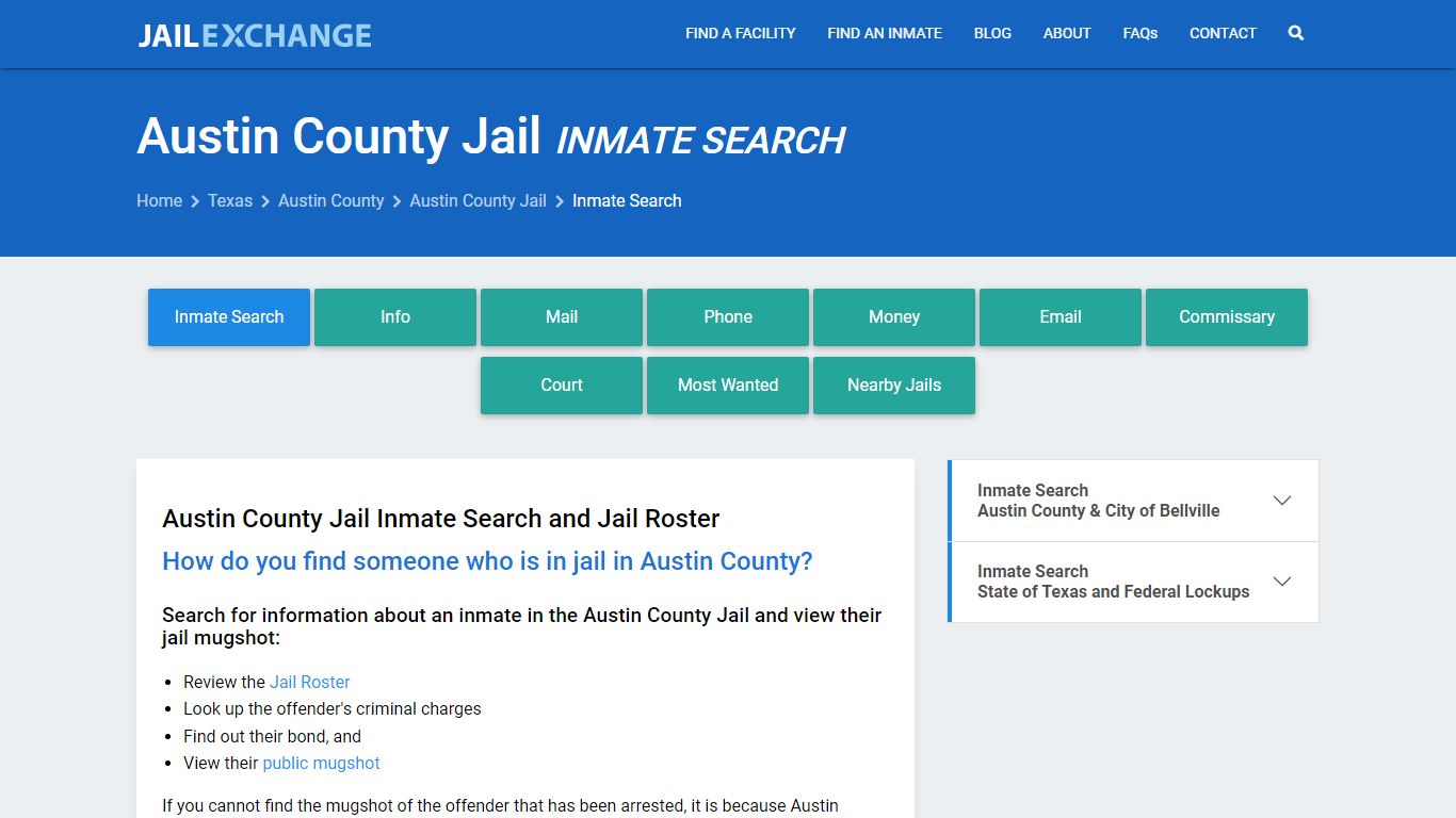 Inmate Search: Roster & Mugshots - Austin County Jail, TX - Jail Exchange